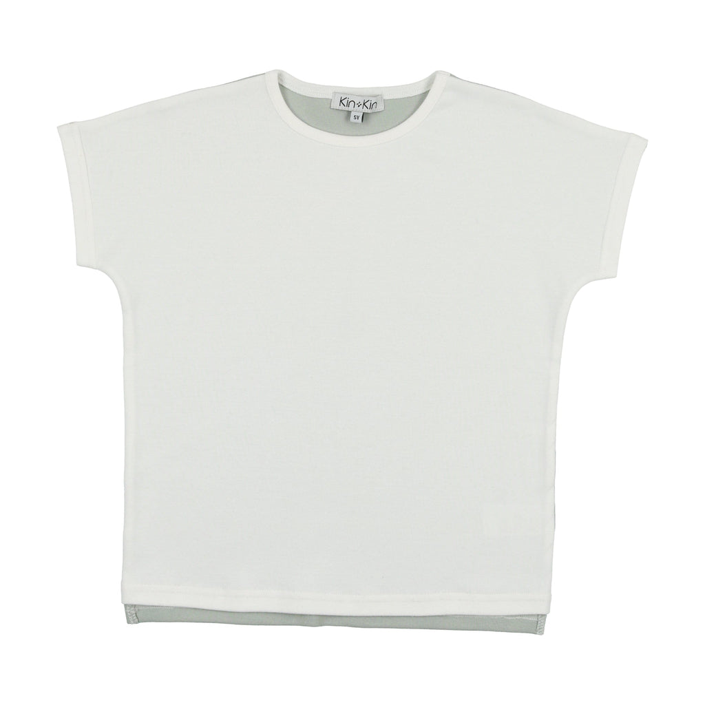 Kin+Kin T-shirt Jellybeanzkids Kin+ Kin Denim Boys Short Sleeve T-Shirt- White/Green