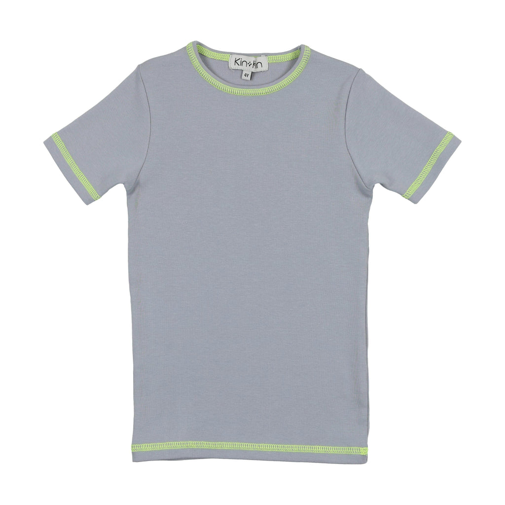 Kin+Kin T-shirt Jellybeanzkids Kin+ Kin Ribbed 3/4 Sleeve T-Shirt- Blue/Green