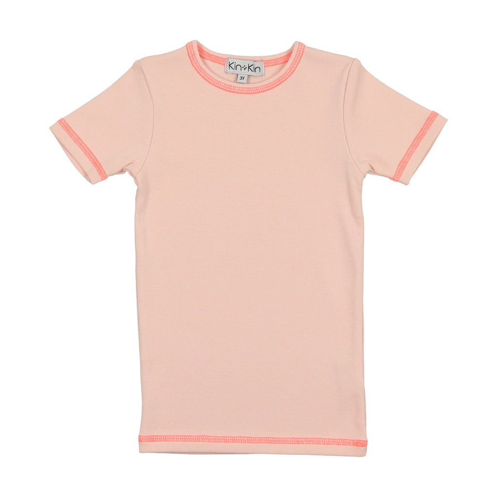 Kin+Kin T-shirt Jellybeanzkids Kin+ Kin Ribbed 3/4 Sleeve T-Shirt- Pink