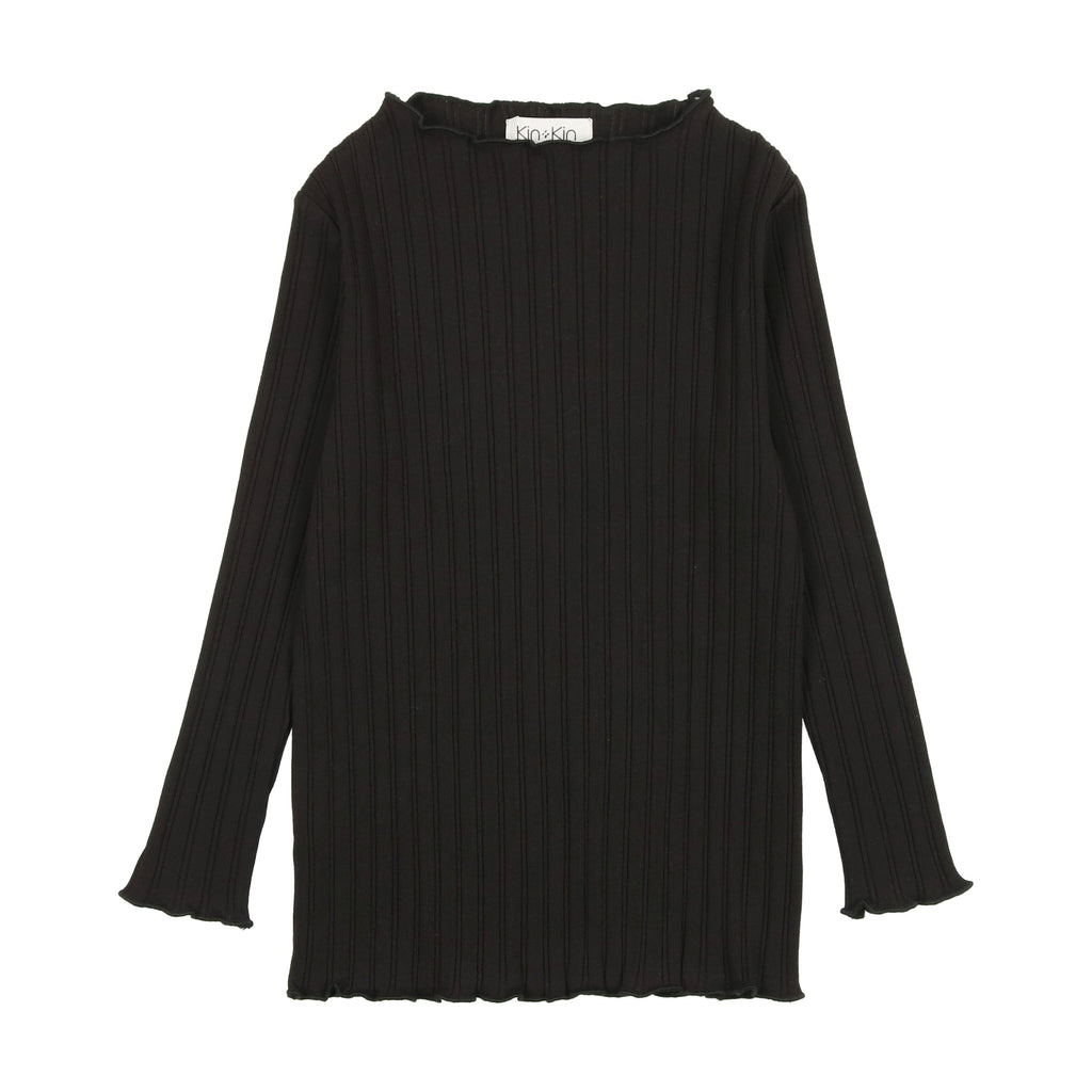 Kin+Kin T-shirt Jellybeanzkids Kin & Kin Ribbed Scalloped T-Shirt Anthracite