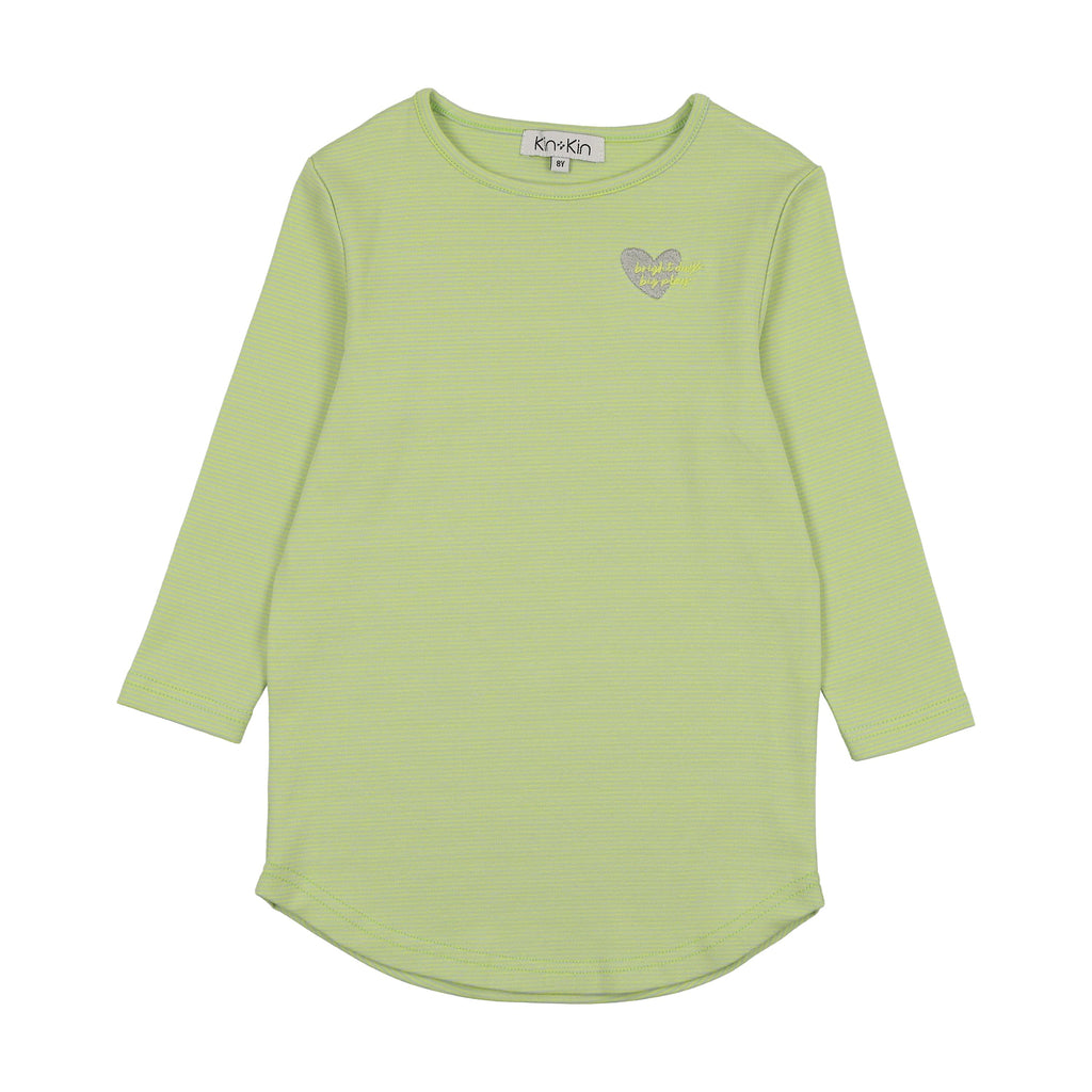 Kin+Kin T-shirt Jellybeanzkids Kin + Kin Striped Girls Long Sleeve T-shirt -Green Stripe