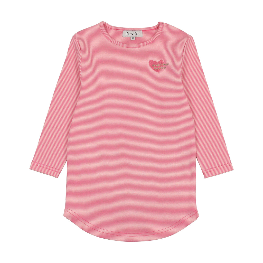 Kin+Kin T-shirt Jellybeanzkids Kin + Kin Striped Girls Long Sleeve T-shirt -Pink Stripe