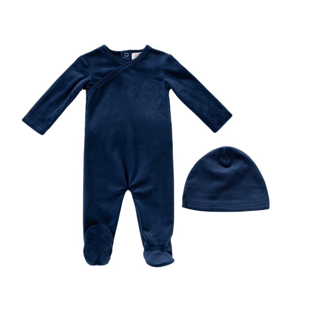 Kipp footie Jellybeanzkids Kipp Embroidered Footie and Hat Set- Navy