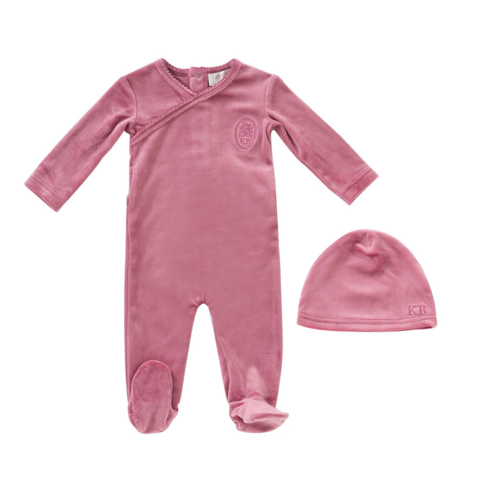 Kipp footie Jellybeanzkids Kipp Embroidered Footie and Hat Set- Rose