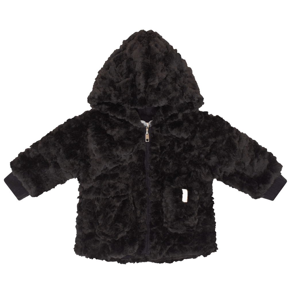 Kipp jacket Jellybeanzkids Kipp Textured Fur Jacket- Black