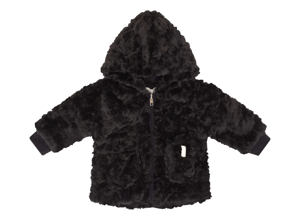 Kipp jacket Jellybeanzkids Kipp Textured Fur Jacket With Beanie- Black