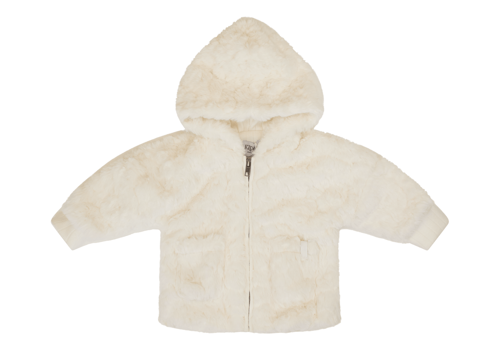 Kipp jacket Jellybeanzkids Kipp Textured Fur Jacket With Beanie- White
