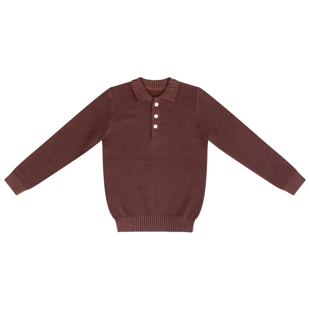 Kipp Sweater Jellybeanzkids Kipp Polo Knit Sweater- Plum