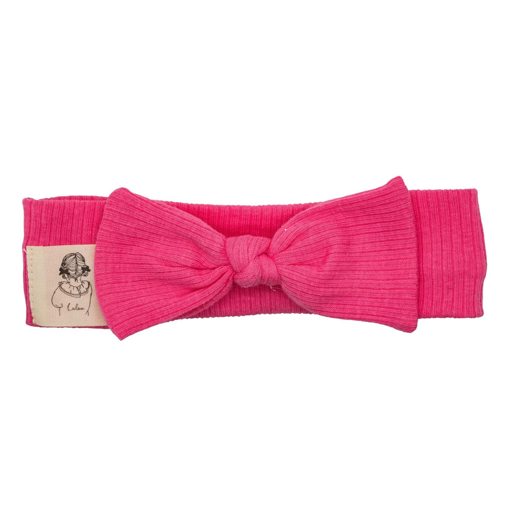 Lalou Accessories Jellybeanzkids Lalou Ribbed Bow Baby Band- Hot Pink