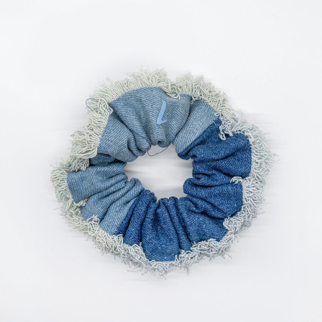 Lalou Accessories Jellybeanzkids Lalou Frayed Collection Scrunchie-Chambray os