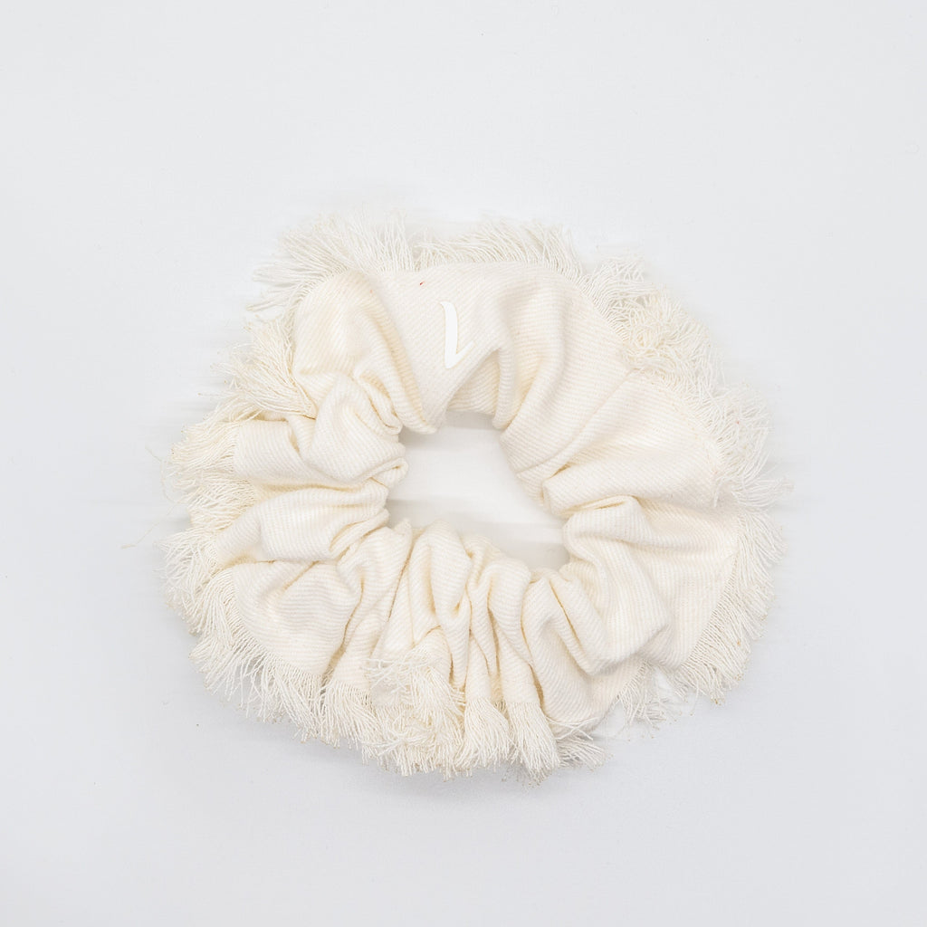 Lalou Accessories Jellybeanzkids Lalou Frayed Collection Scrunchie-White os