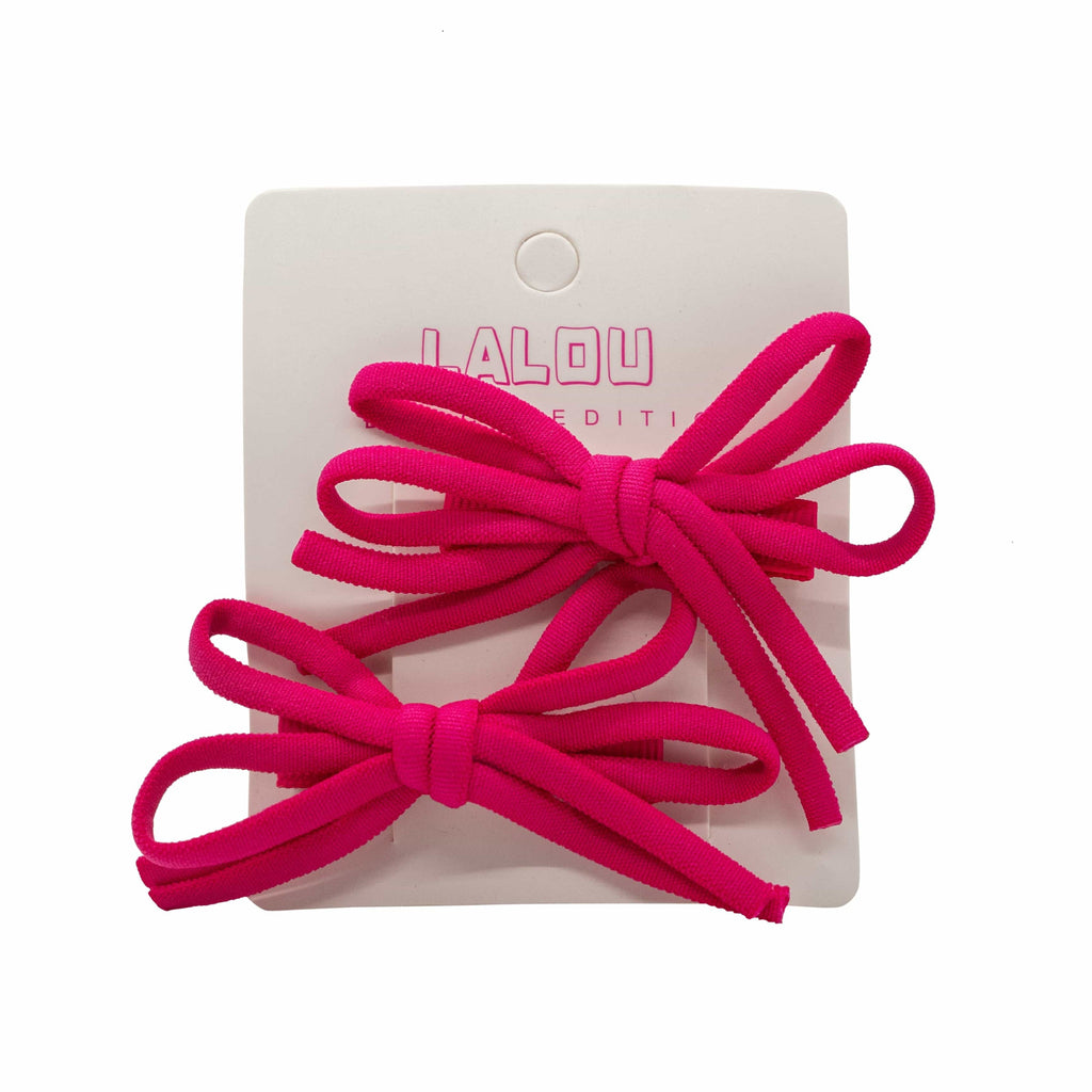 Lalou Accessories Jellybeanzkids Lalou Set of 2 Mini Bow Clips-Hot Pink os