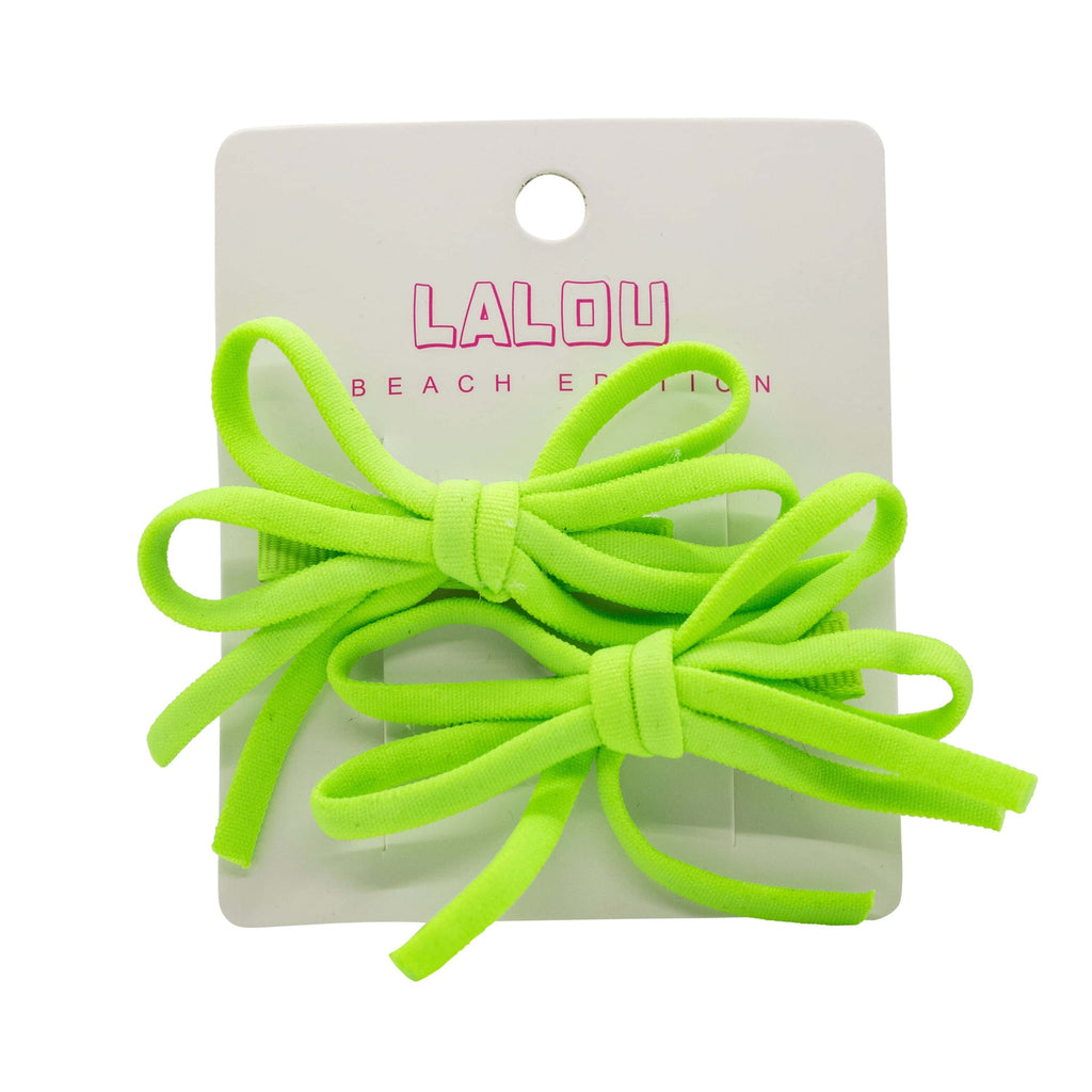 Lalou Accessories Jellybeanzkids Lalou Set of 2 Mini Bow Clips-Neon Green os
