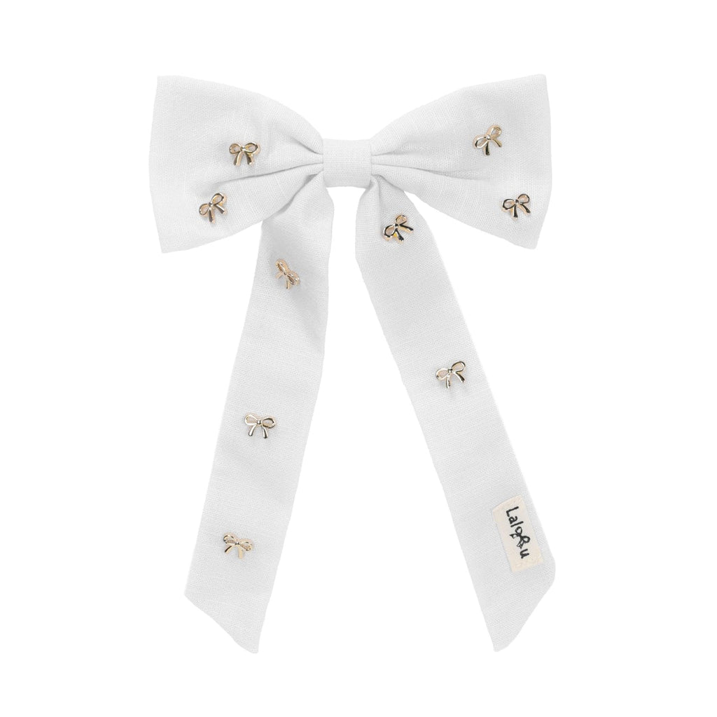 Lalou Headband Jellybeanzkids Lalou Gold Bow Medium Bow Clip- White OS