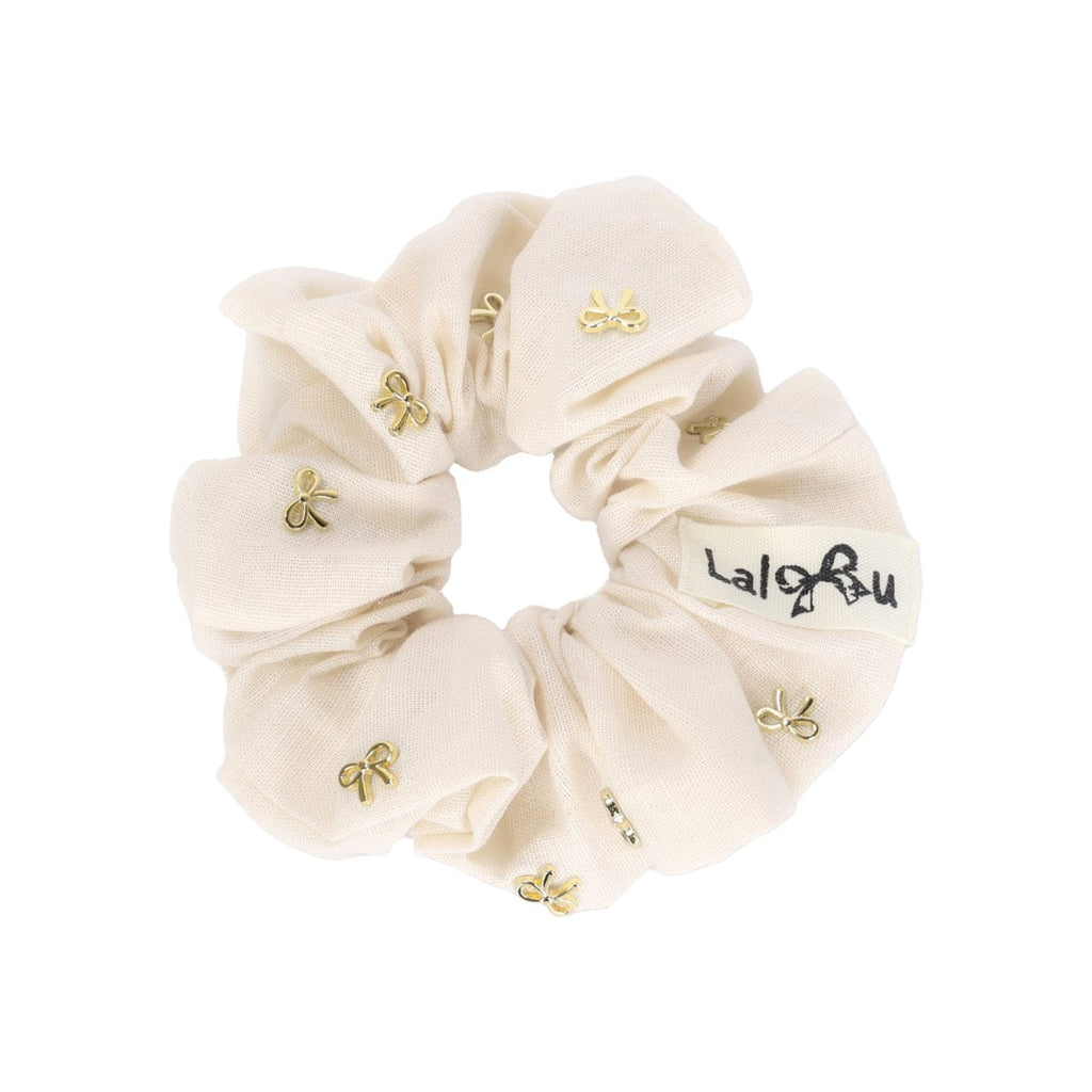 Lalou Headband Jellybeanzkids Lalou Gold Bow Scrunchie- Cream OS