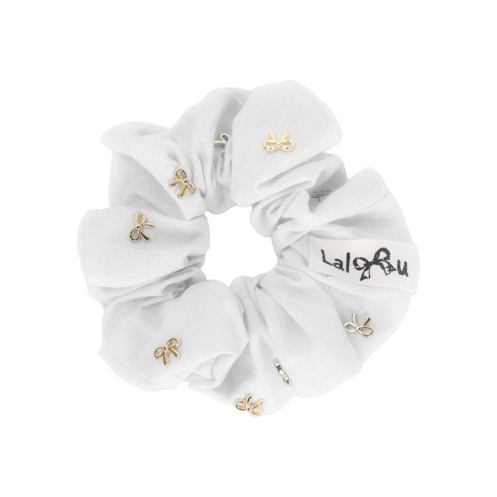 Lalou Headband Jellybeanzkids Lalou Gold Bow Scrunchie- White OS