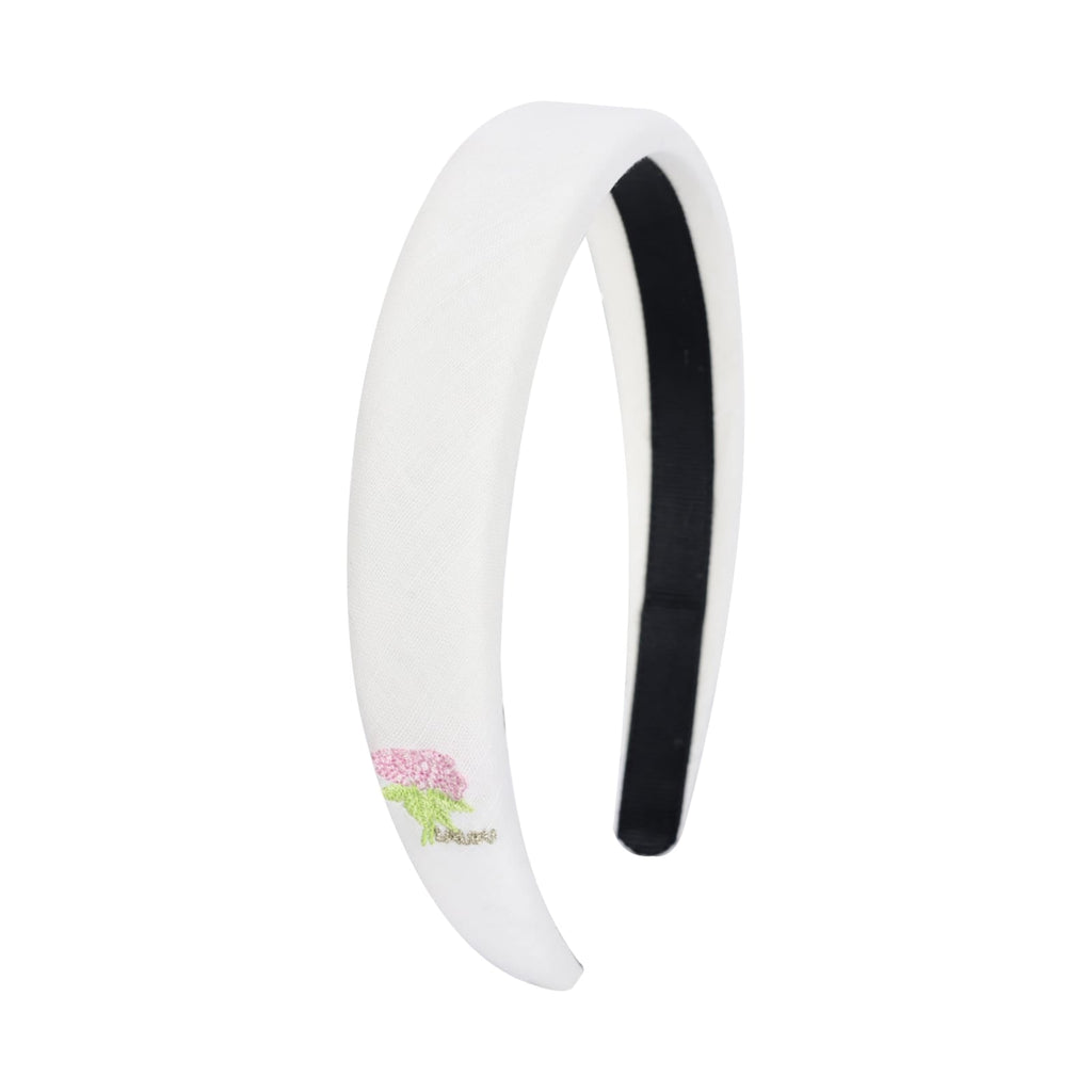 Lalou Headband Jellybeanzkids Lalou Linen Embroidered Flower Headband- White OS