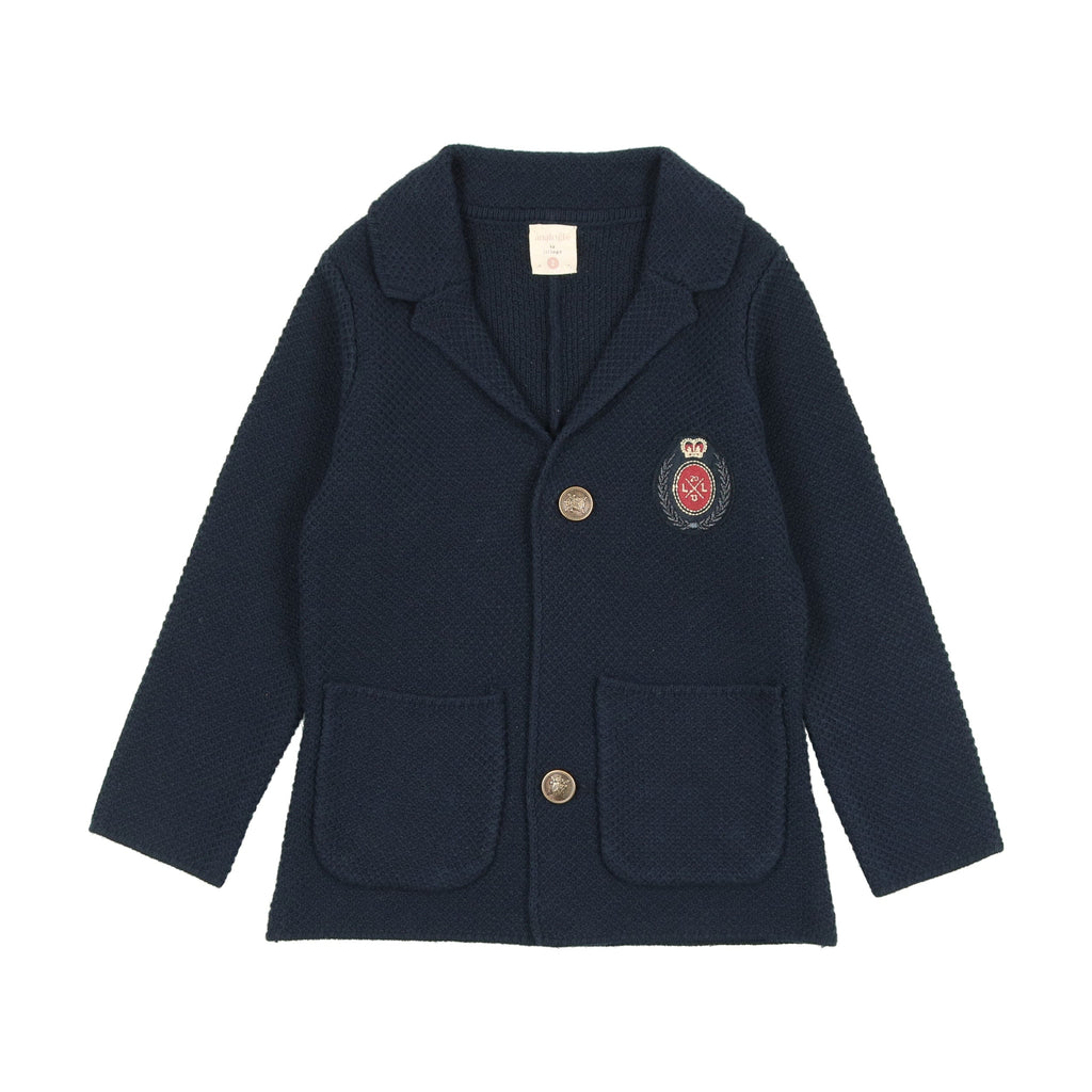 Lil Legs Blazer Jellybeanzkids Lil Legs Crest Knit Blazer- Navy Crest