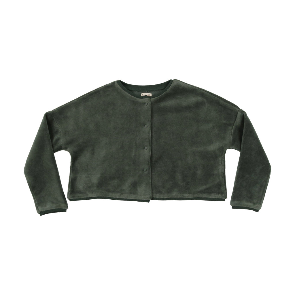 Lil Legs Cardigan Jellybeanzkids Lil Legs Velour Cardigan- Green