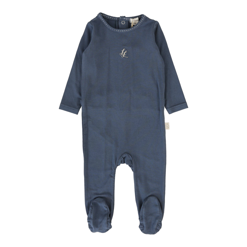 Lil Legs Footie Jellybeanzkids Lil Legs Emblem Footie- Off Blue