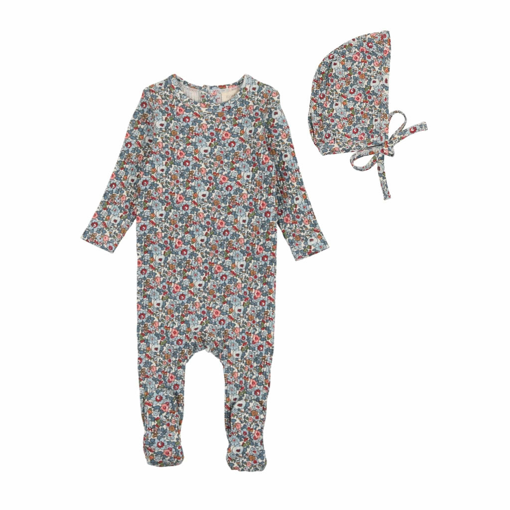 Lil Legs Vintage Floral Footie - Light Floral (Printed Weekday Collection) main image 0