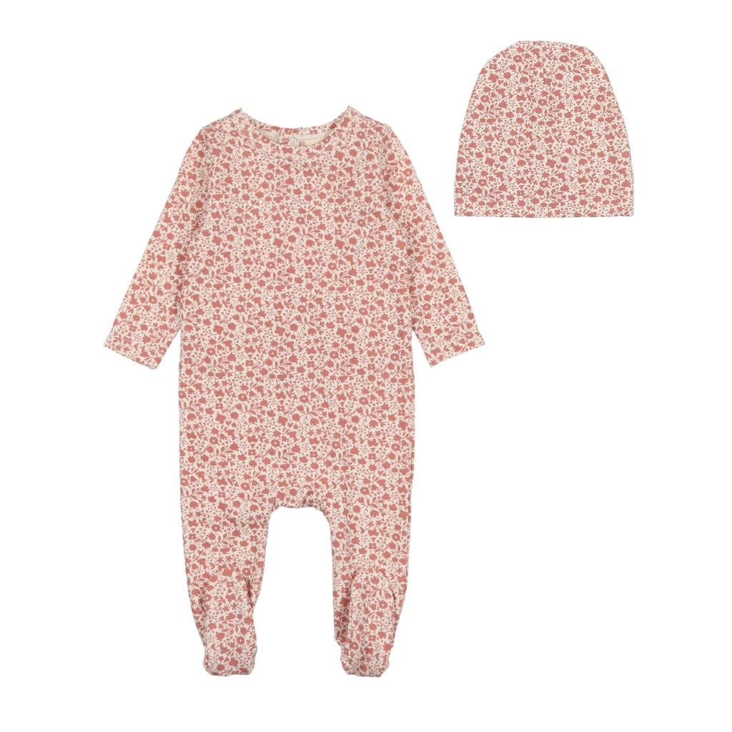 Lil Legs Footie Jellybeanzkids Lil Legs Printed Footie With Beanie- Rosewood Floral