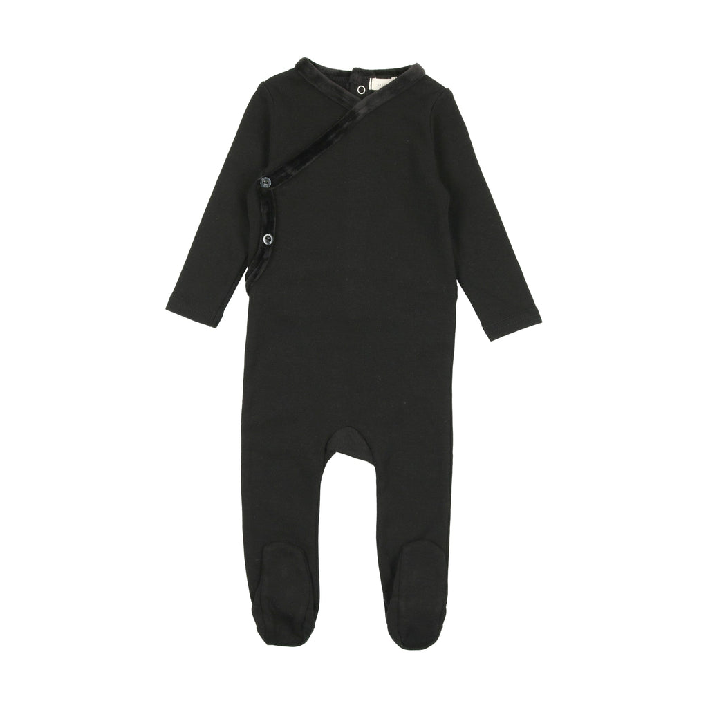 Lil Legs Footie Jellybeanzkids Lil Legs Velour Trim Footie- Black