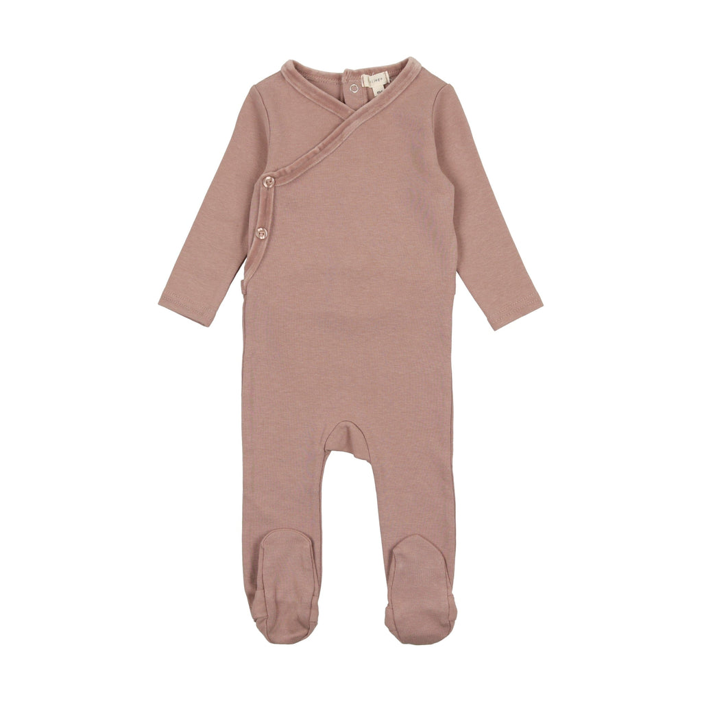 Lil Legs Footie Jellybeanzkids Lil Legs Velour Trim Footie With Bonnet- Mauve