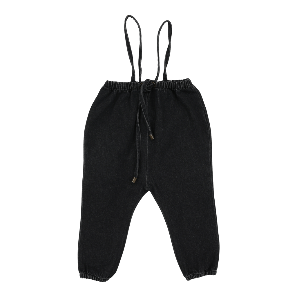 Lil Legs Leggings Jellybeanzkids Lil Legs Bubble Suspender Pants- Black Wash