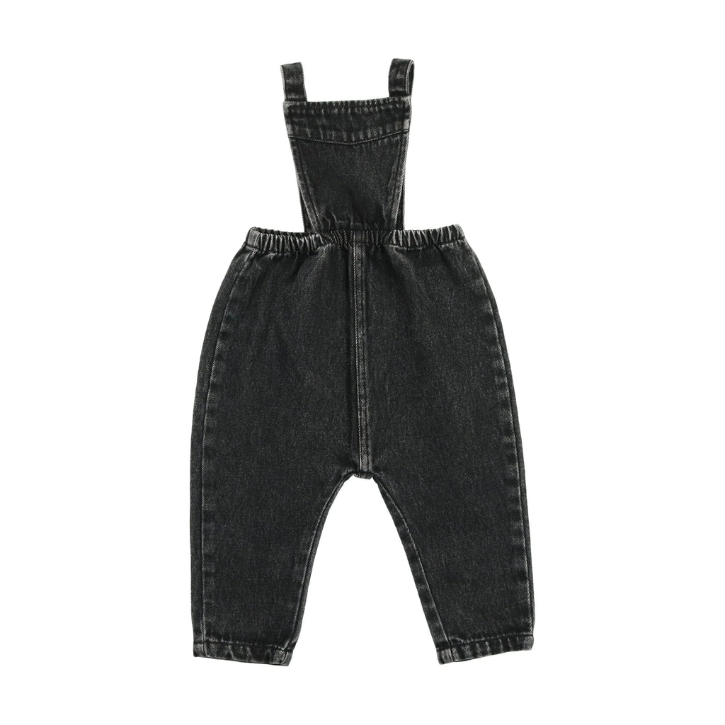 Lil Legs Leggings Jellybeanzkids Lil Legs Suspender Denim Bib Overalls- Black Denim