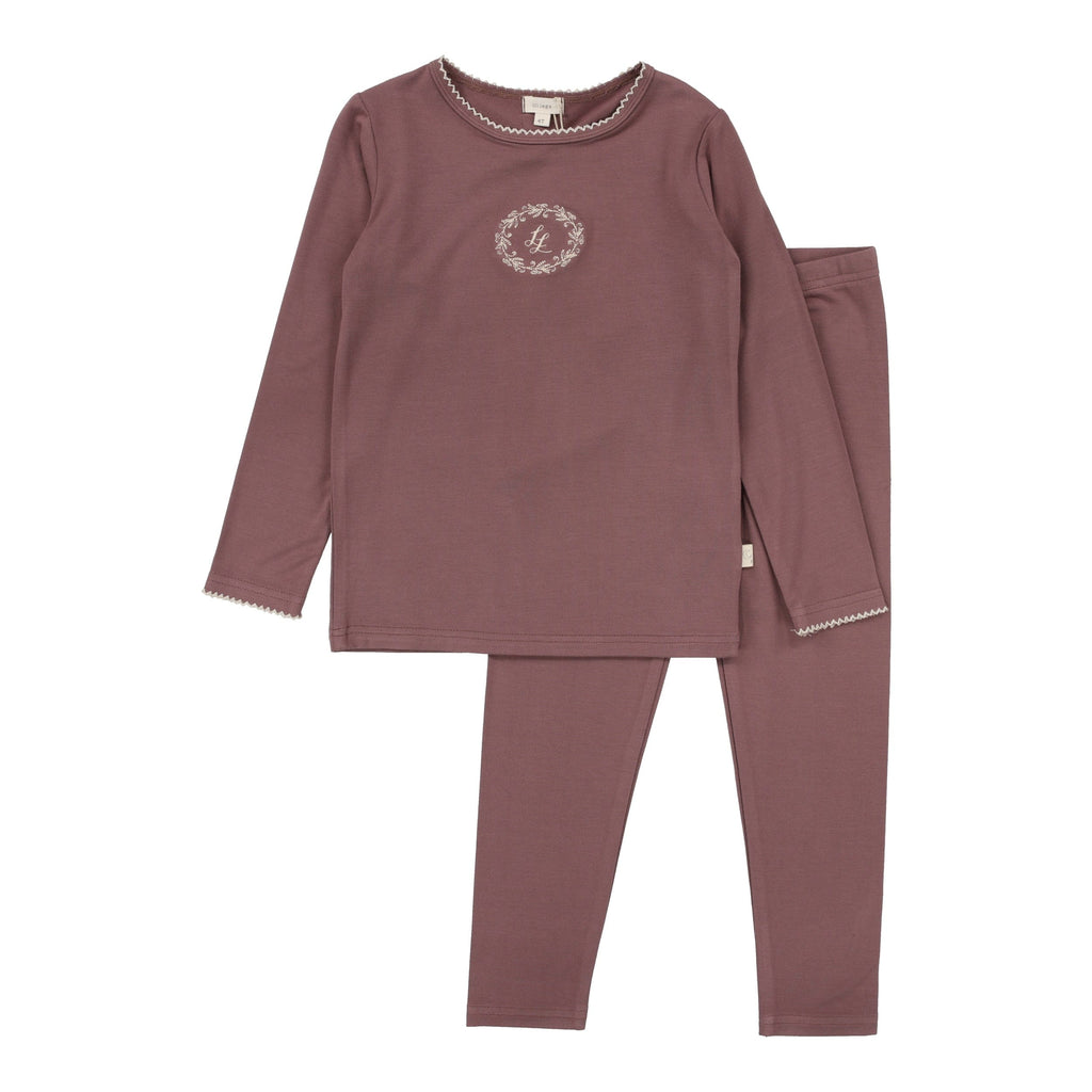Lil Legs Pajamas Jellybeanzkids Lil Legs Emblem Lounge Set- Dusty Plum