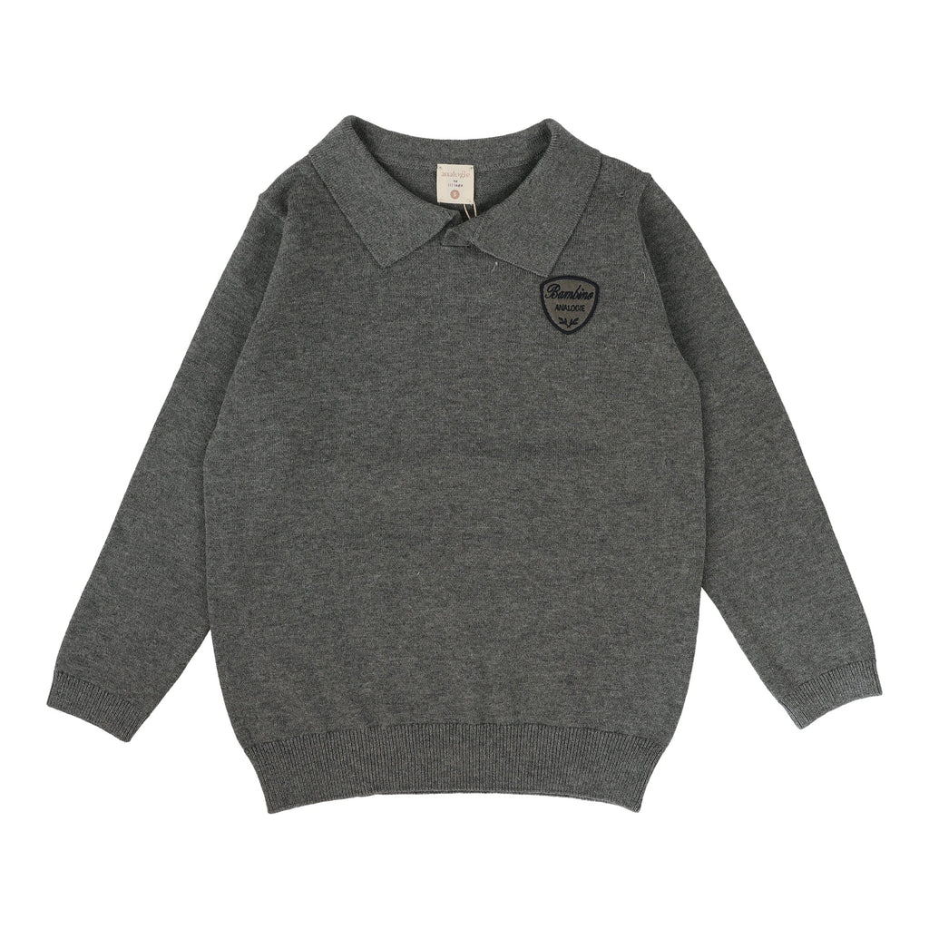 Lil Legs Polo Jellybeanzkids Lil Legs Knit Polo-Mid Grey