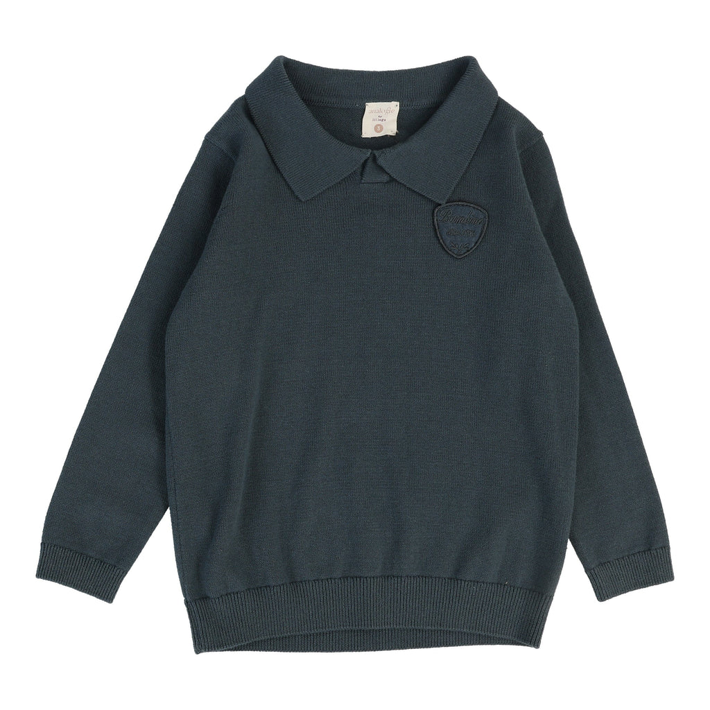 Lil Legs Polo Jellybeanzkids Lil Legs Knit Polo-Slate