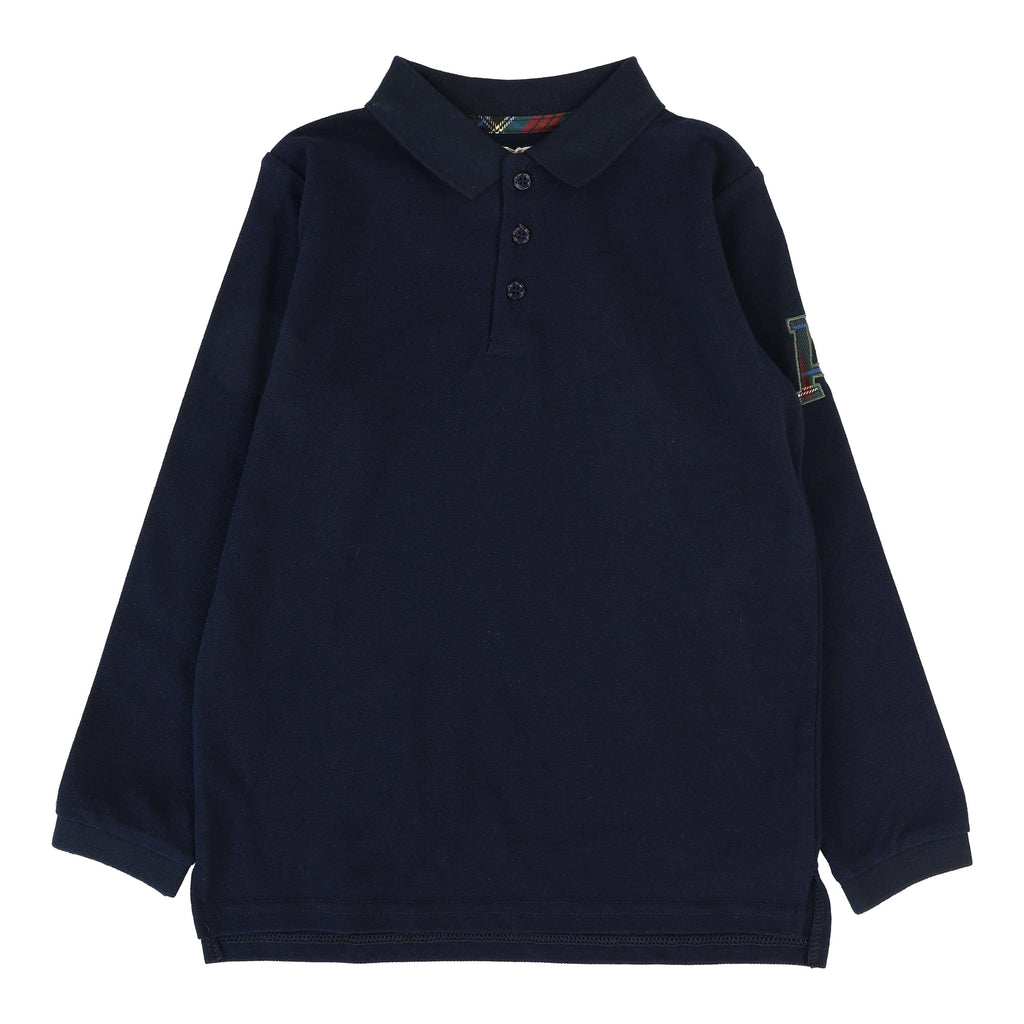 Lil Legs Polo Jellybeanzkids Lil Legs Plaid Detail Polo-Navy