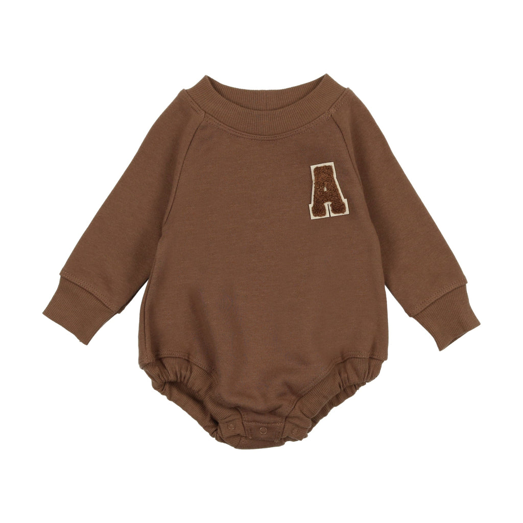 Lil Legs Romper Jellybeanzkids Lil Legs Applique Sweatshirt Romper- Camel