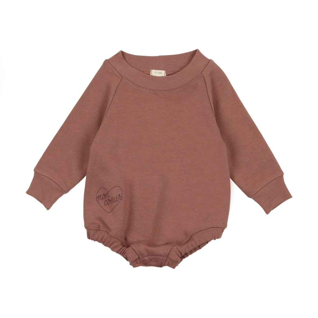 Lil Legs Romper Jellybeanzkids Lil Legs Applique Sweatshirt Romper- Mulberry