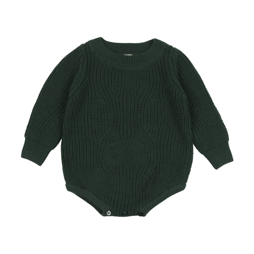 Lil Legs Romper Jellybeanzkids Lil Legs Chunky Knit Romper- Forest