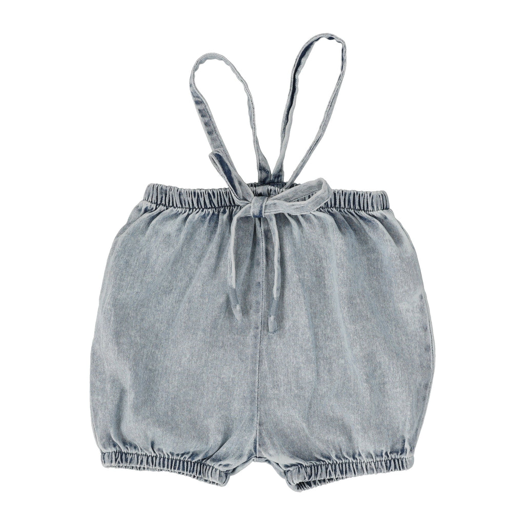 Lil Legs Romper Jellybeanzkids Lil Legs Denim Bubble Suspender Shorts-Blue Wash