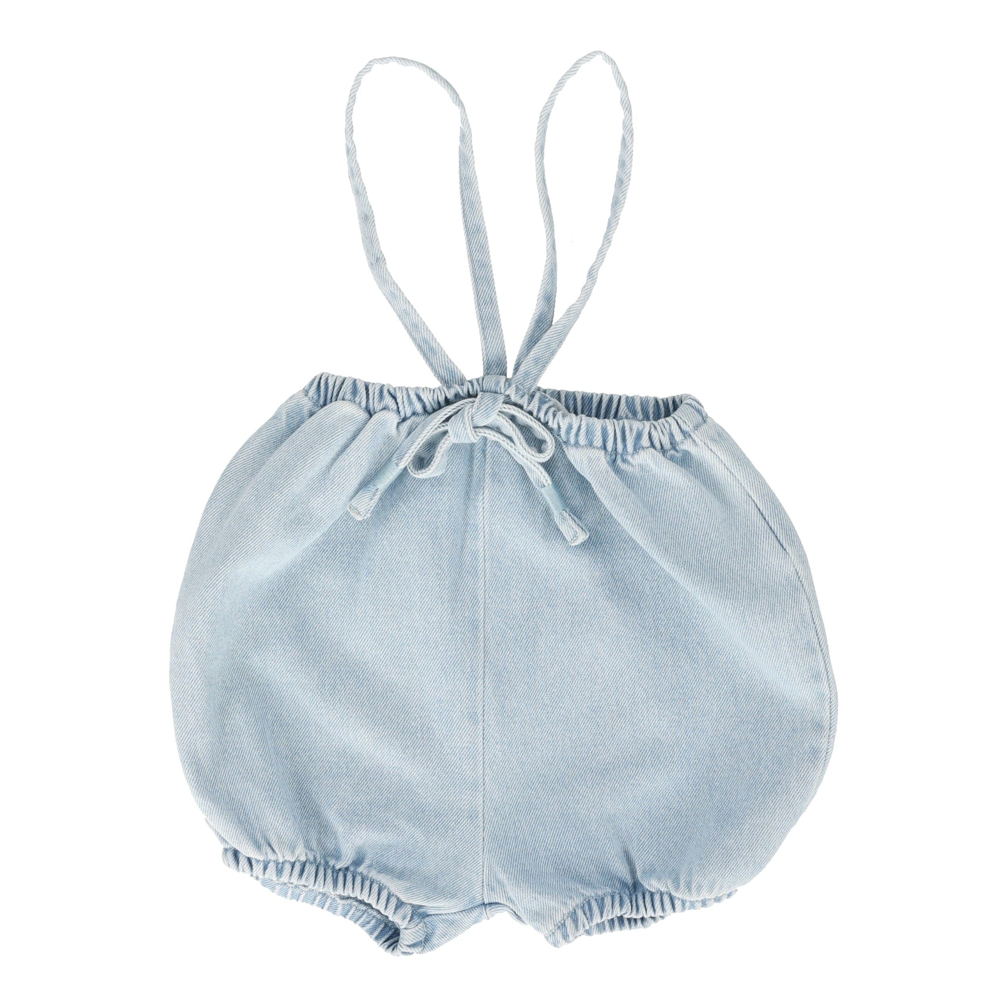 Lil Legs Bubble Suspender Shorts - Light Wash Lil Legs Bubble Suspender Shorts - Light Wash