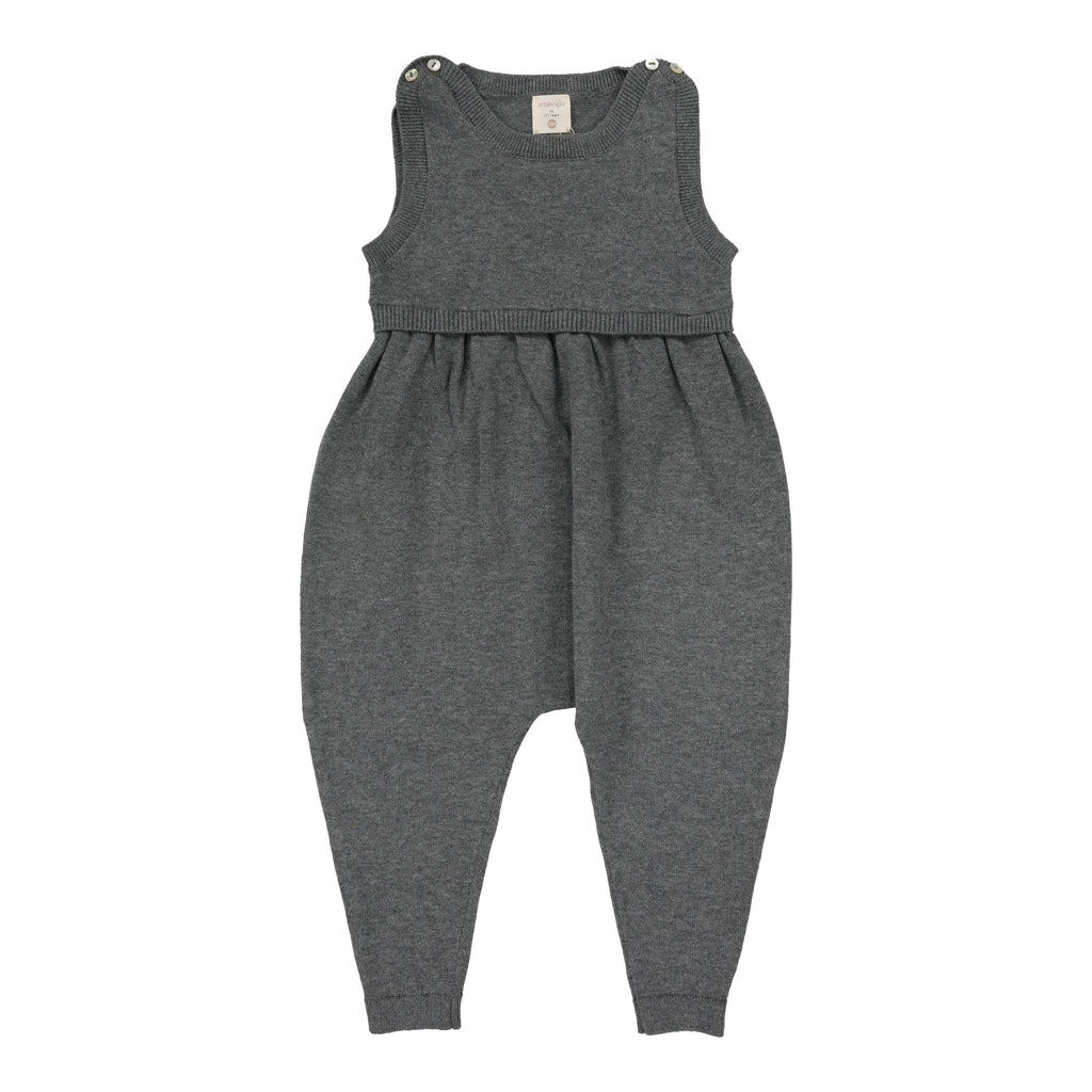 Lil Legs Romper Jellybeanzkids Lil Legs Knit Overalls- Mid Grey