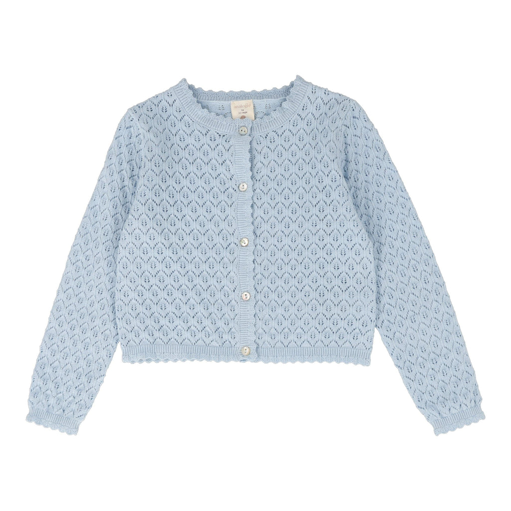 Lil Legs Romper Jellybeanzkids Lil Legs Knit Pointelle Cardigan-Light Blue
