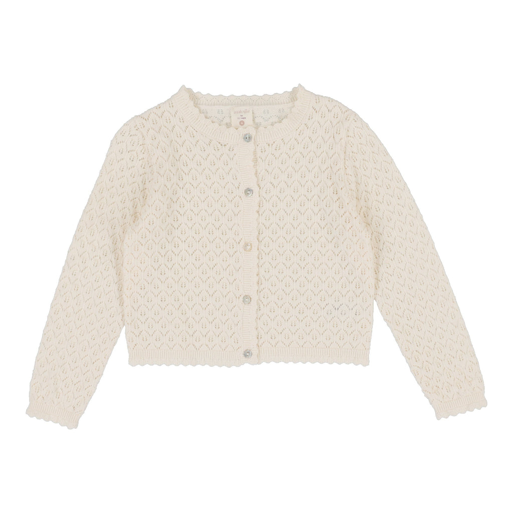 Lil Legs Romper Jellybeanzkids Lil Legs Knit Pointelle Cardigan-Natural Ivory