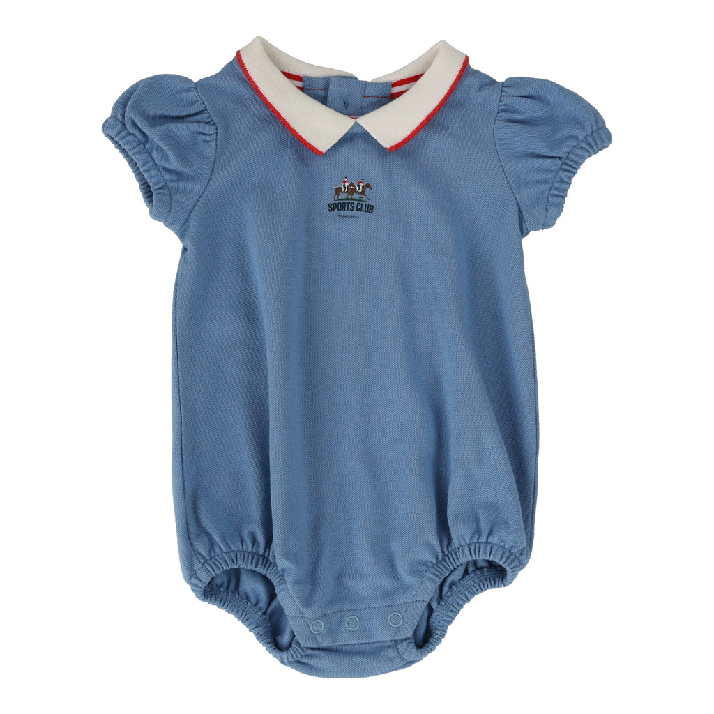 Lil Legs Romper Jellybeanzkids Lil Legs Puff Sleeve Polo Romper - Light Blue