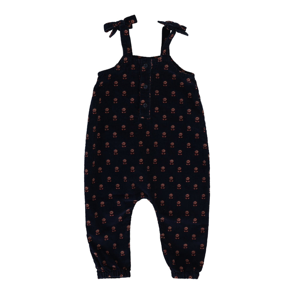Lil Legs Romper Jellybeanzkids Lil Legs Vintage Floral Corduroy Overalls- Navy
