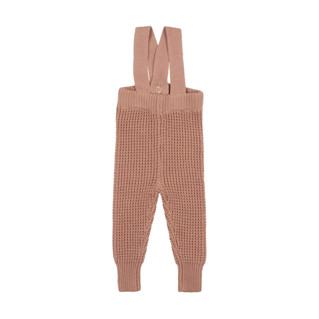 Lil Legs Romper Jellybeanzkids Lil Legs Waffle Knit Long Overalls- Dusty Pink