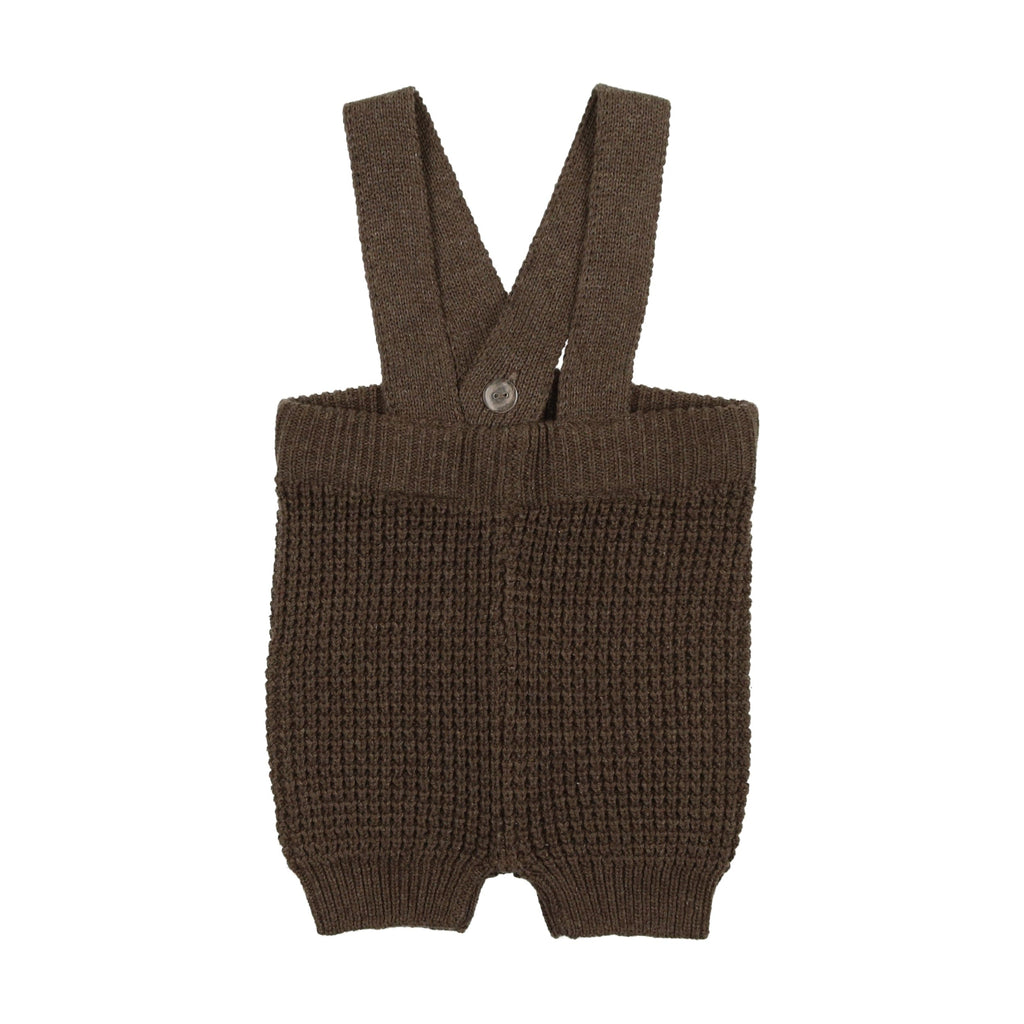 Lil Legs Romper Jellybeanzkids Lil Legs Waffle Knit Short Overalls- Heather Brown
