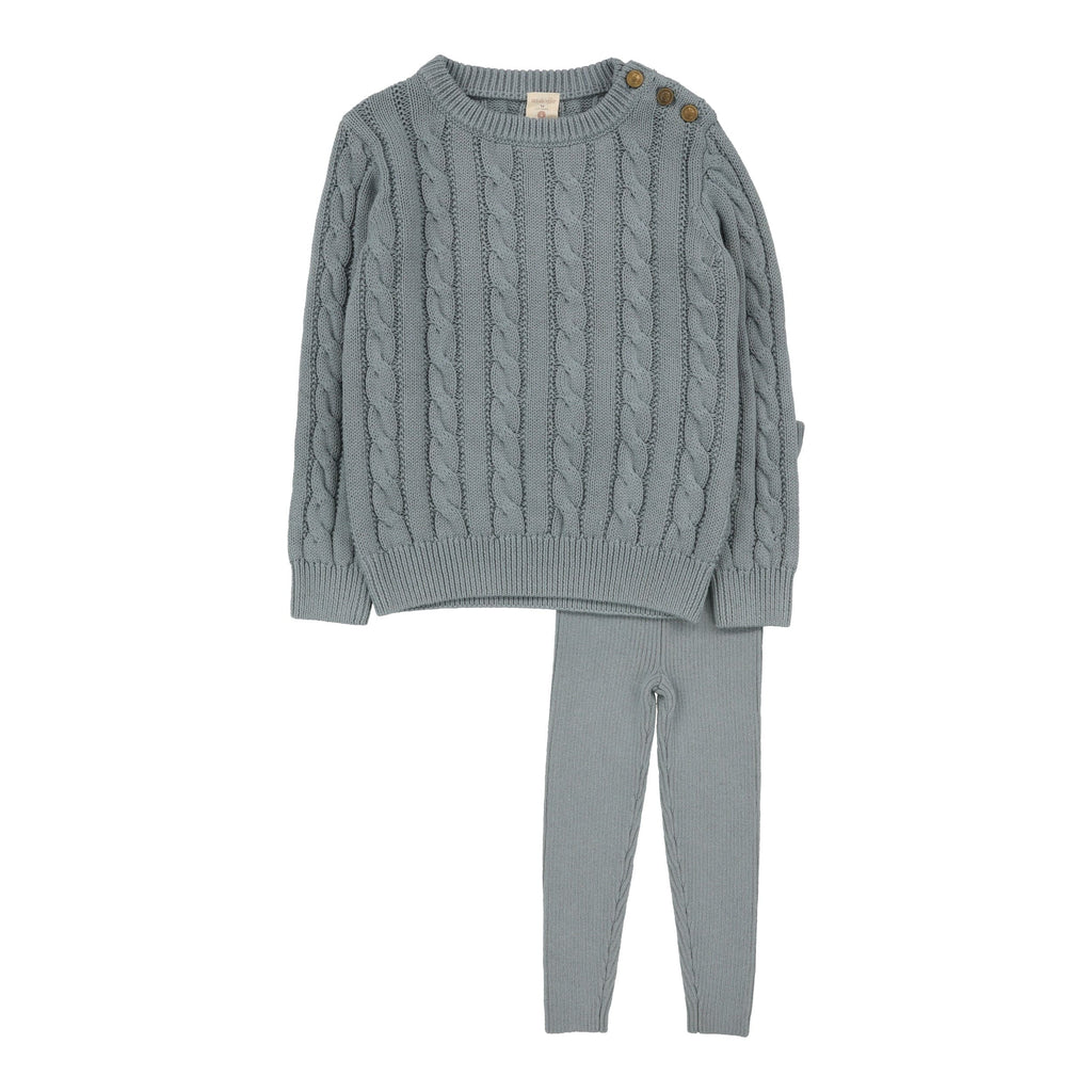 Lil Legs set Jellybeanzkids Lil Legs Cable Knit Set-Dusty Blue