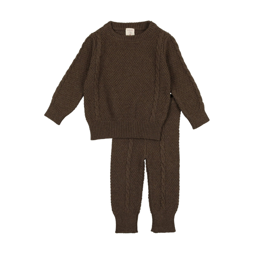 Lil Legs Cable Knit Set Heather Brown JellyBeanz Kids