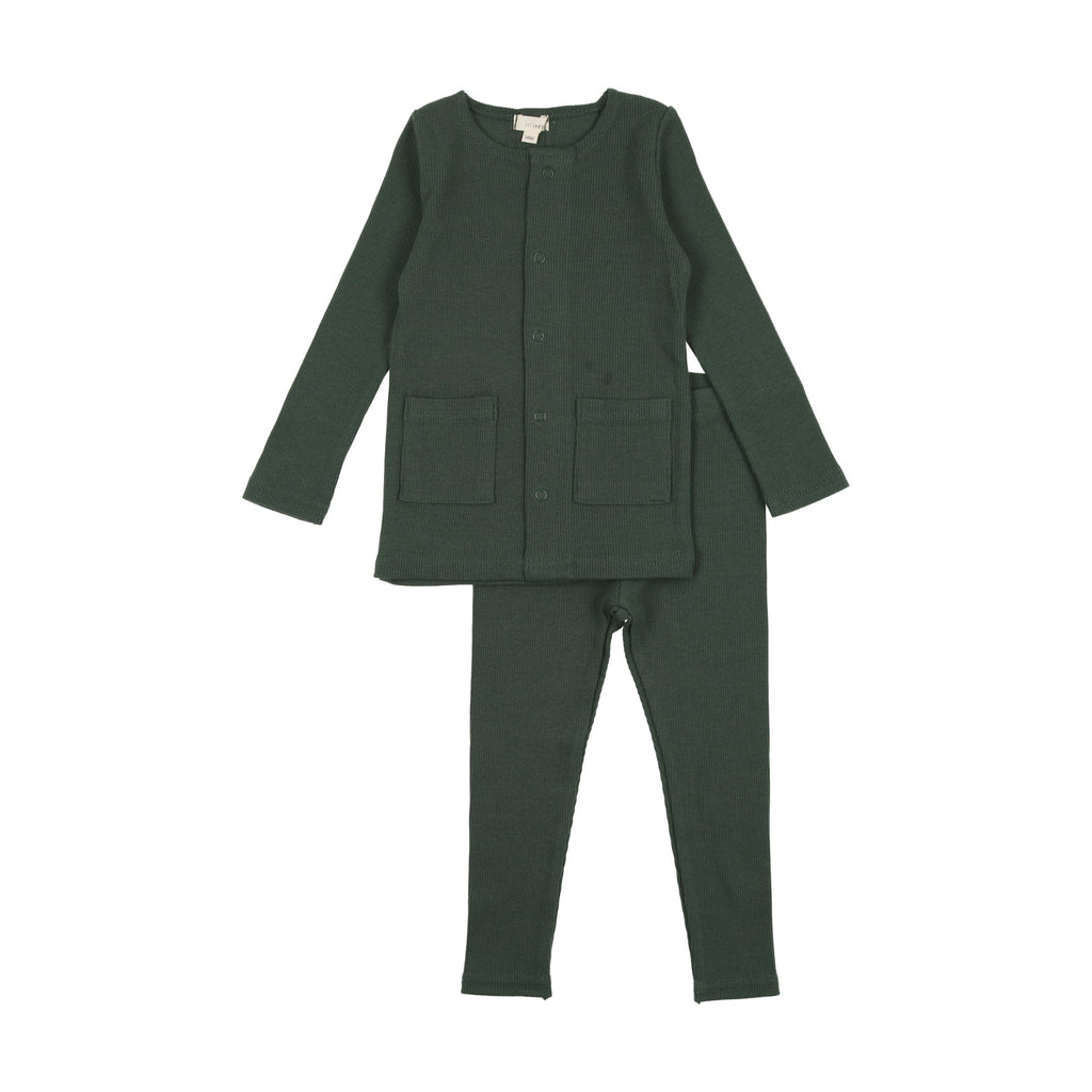 Lil Legs Set Jellybeanzkids Lil Legs Cardigan Ribbed Set- Green