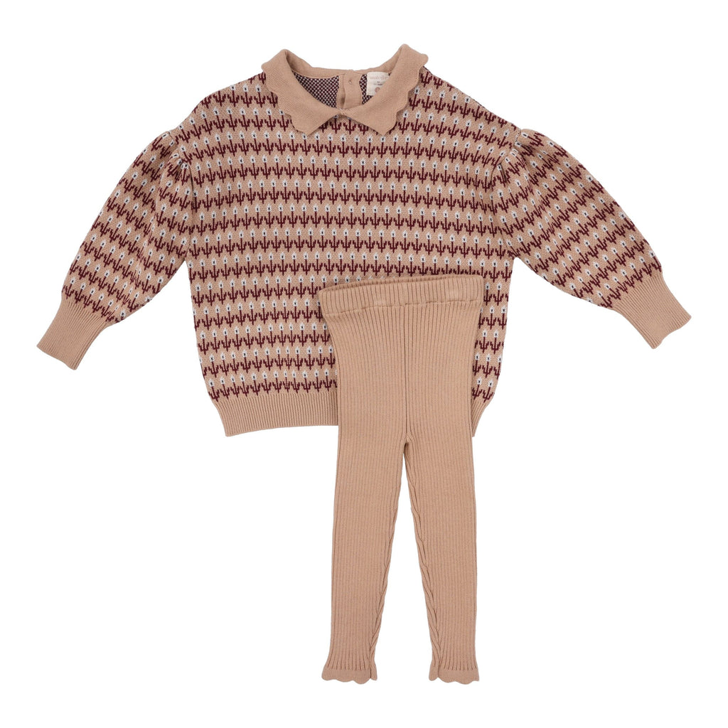 Lil Legs set Jellybeanzkids Lil Legs Floral Knit Set- Dusty Rose
